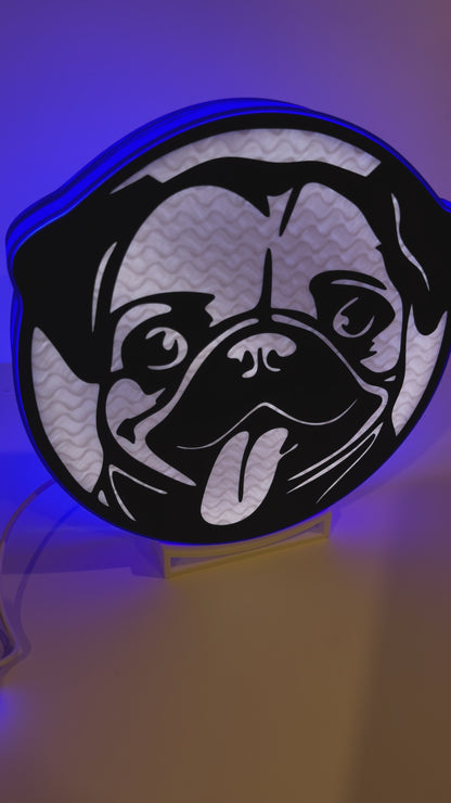 Fun and funny Pug Dog Lamp Box Light